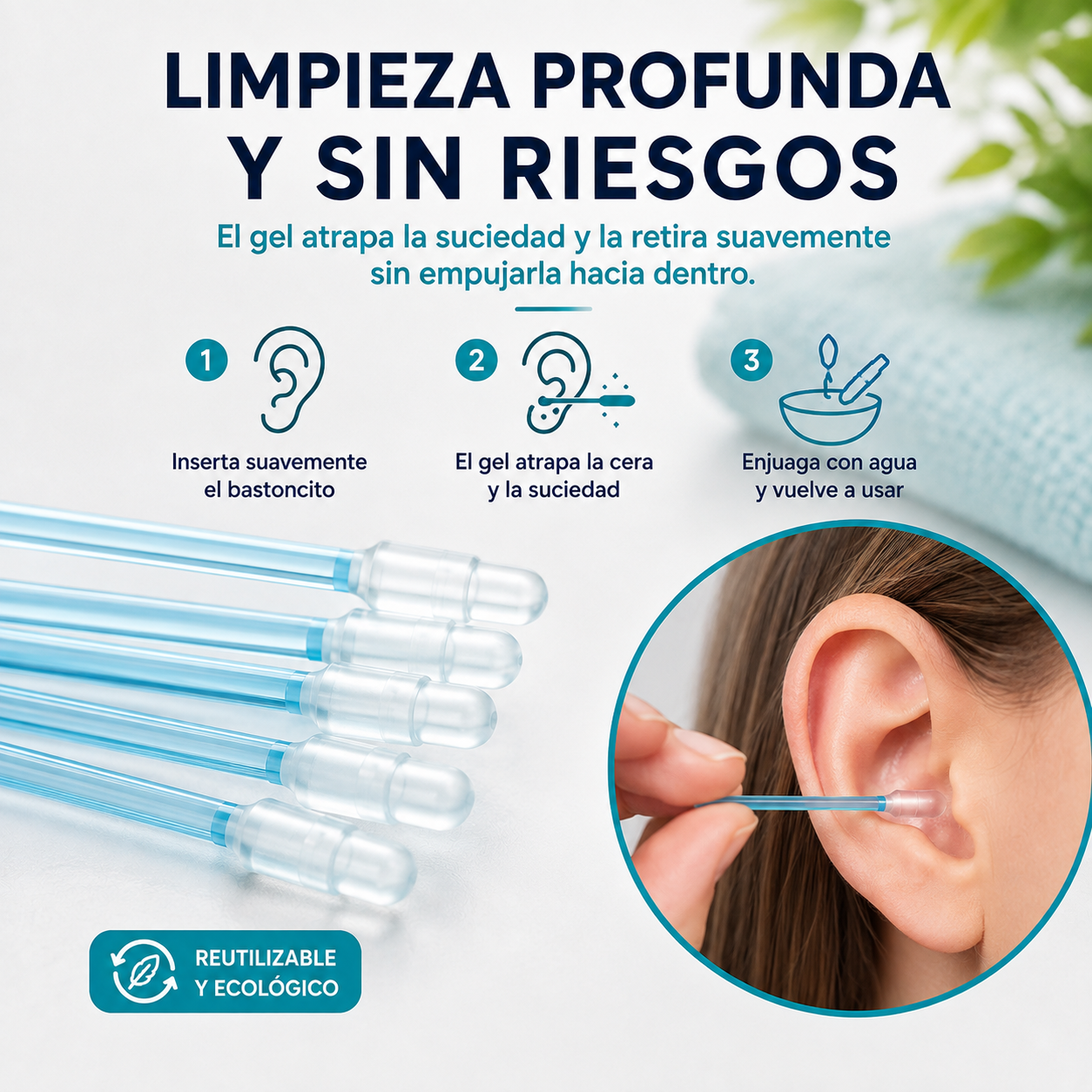CleanGel™ - Bastoncitos de Gel para Oídos (Pack 24 unidades)